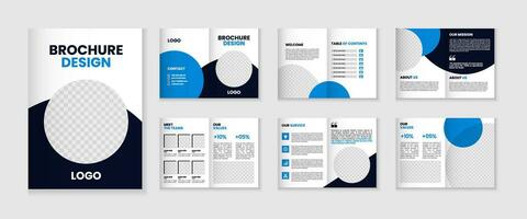 12 page corporate brochure profile design, business brochure layout, a4 size multipage flyer design, company profile and annual report template design vector