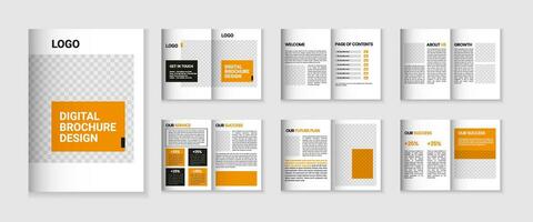 12 page corporate brochure profile design, business brochure layout, a4 size multipage flyer design, company profile and annual report template design vector