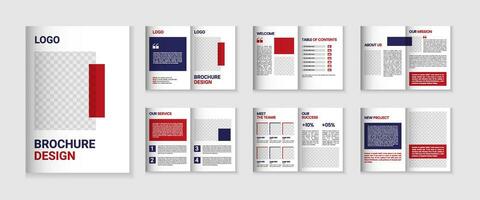 12 page corporate brochure profile design, business brochure layout, a4 size multipage flyer design, company profile and annual report template design vector