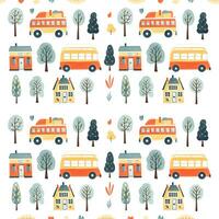 AI generated Collection of watercolor abstract Scandinavian house, trees and cars on white background. Printable poster for kids, textile, wallpaper photo