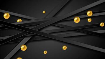 Tech video animation with black stripes and golden balls