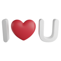 I love you sign clipart flat design icon isolated on transparent background, 3D render Valentine concept png