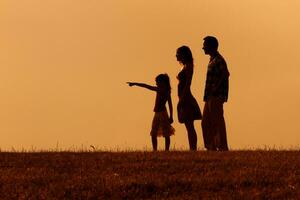 familia disfrutar gasto hora juntos en naturaleza foto