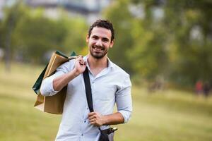 Young businessman in shopping photo