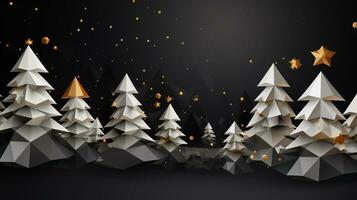 AI generated Ready to use Christmas holiday modern low polygon postcard, with holiday feelings, in the holiday spirit. photo