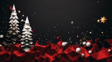 AI generated Ready to use Christmas holiday modern low polygon postcard, with holiday feelings, in the holiday spirit. photo