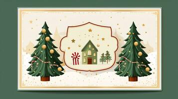 AI generated Ready to use Christmas holiday vintage postcard, with holiday feelings, in the holiday spirit. photo