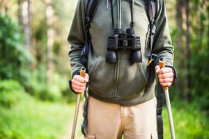 Image of man enjoys hiking in nature photo