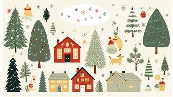 AI generated Ready to use Christmas holiday vector style postcard, with holiday feelings, in the holiday spirit. photo