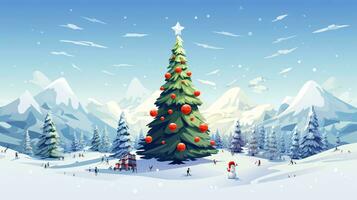 AI generated Ready to use Christmas holiday vector style postcard, with holiday feelings, in the holiday spirit. photo