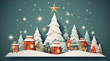 AI generated Ready to use Christmas holiday vector style postcard, with holiday feelings, in the holiday spirit. photo