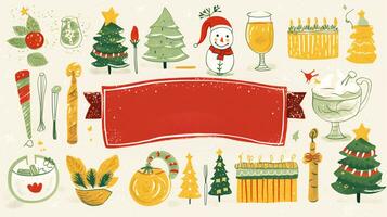 AI generated Ready to use Christmas holiday vector style postcard, with holiday feelings, in the holiday spirit. photo