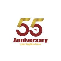 55 years anniversary vector number icon, birthday logo label, black, white and colors with stripe number