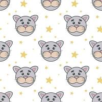 Cats and stars festive background vector