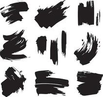 Black splatter paint brush stroke set vector