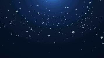 flygande snö och snöflingor på en blå bakgrund. 4k rörelse grafik. snöfall täcka över, bakgrund - vinter, effekt av långsamt faller snö. abstrakt snöflingor bakgrund. sömlös slinga. vinter- . video