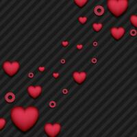 Red pink hearts on black striped background photo