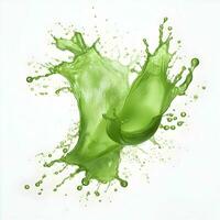 AI generated Photo green juice splash on white background