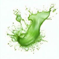 AI generated Photo green juice splash on white background