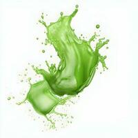 AI generated Photo green juice splash on white background