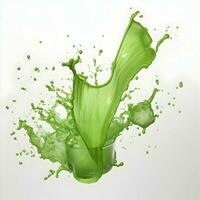 AI generated Photo green juice splash on white background