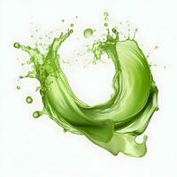 AI generated Photo green juice splash on white background