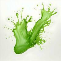 AI generated Photo green juice splash on white background