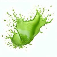 AI generated Photo green juice splash on white background