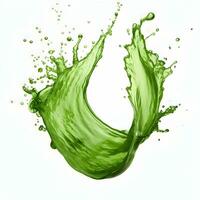 AI generated Photo green juice splash on white background