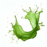 AI generated Photo green juice splash on white background