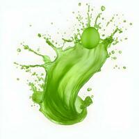 AI generated Photo green juice splash on white background