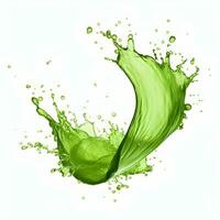 AI generated Photo green juice splash on white background