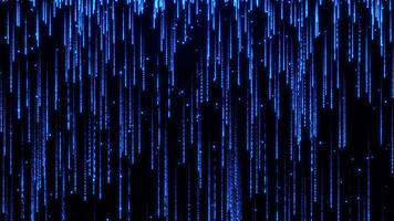 Falling bright blue particles, animation of dust and shiny dots, rain of particles, beautiful bokeh, shine. animation Seamless loop video 4k.