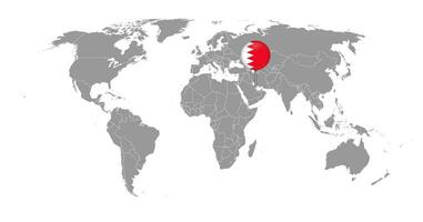 pin mapa con bandera de bahrein en el mapa mundial. ilustración vectorial vector