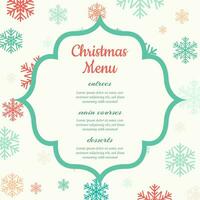 cute christmas menu background with snowflake design vector