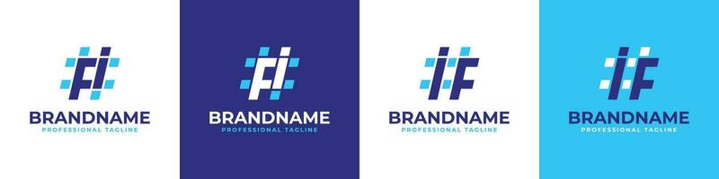 Letter FI and IF Hashtag Logo set, suitable for any business with IF or FI initials. vector