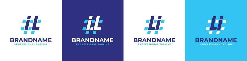 Letter IL and LI Hashtag Logo set, suitable for any business with IL or LI initials. vector