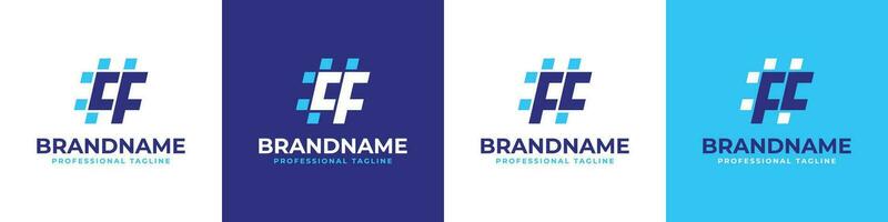 Letter CF and  FC Hashtag Logo set, suitable for any business with FC or CF initials. vector