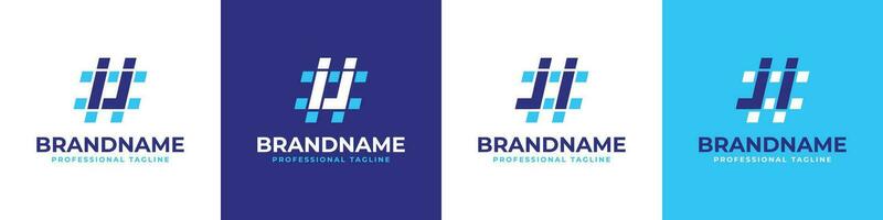 Letter IJ and JI Hashtag Logo set, suitable for any business with IJ or JI initials. vector