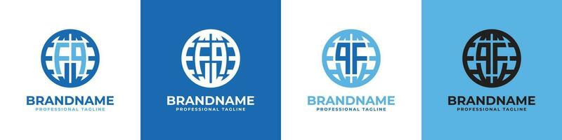 Letter FQ and QF Globe Logo Set, suitable for any business with FQ or QF initials. vector