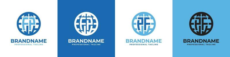 Letter FP and PF Globe Logo Set, suitable for any business with FP or PF initials. vector