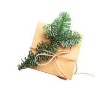 Christmas tree branch with gift box. Winter holiday element for greeting card, design invitation png