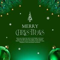 Green Tree Merry Christmas Greeting LinkedIn Post template