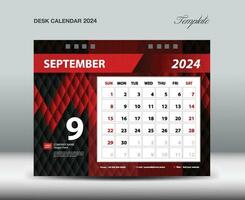 September 2024 year- Desk Calendar 2024 template vector, Week starts Sunday, Planner design, Stationery design, flyer design, wall calendar 2024 year design, printing media creative idea vector