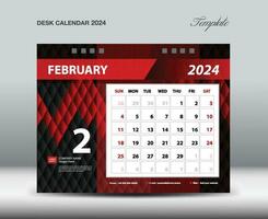 febrero 2024 año- escritorio calendario 2024 modelo vector, semana empieza domingo, planificador diseño, papelería diseño, volantes diseño, pared calendario 2024 año diseño, impresión medios de comunicación creativo idea vector