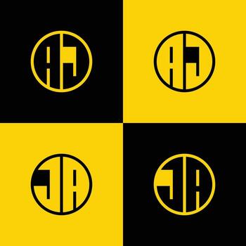 Simple AJ and JA Letter Circle Logo Set, suitable for business with JA or AJ initial. vector