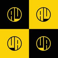Simple AU and UA Letter Circle Logo Set, suitable for business with UA or AU initial. vector
