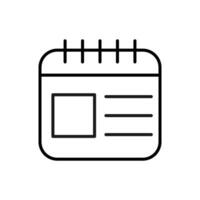 Calendar Vector icon for Advertisement. Suitable for books, stores, shops. Editable stroke in minimalistic outline style. Symbol for design