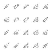 Syringe Vector Line Icons Set. Perfect for design, infographics, web sites, apps.