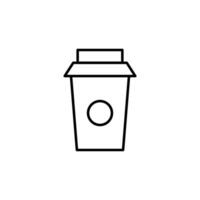Coffee in Disposable Cup Vector Line Icon. Suitable for books, stores, shops. Editable stroke in minimalistic outline style. Symbol for design